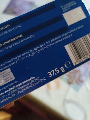 Camomilla setacciata Selex ingredients label