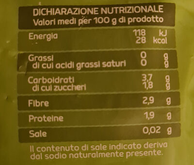 Fagiolini Fini surgelati nutrition facts table