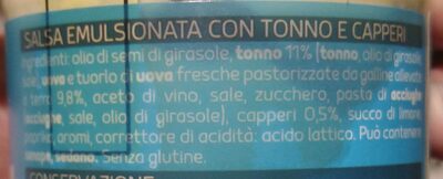 La Salsa Tonnata ingredients label