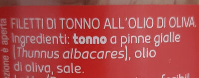 Filetti di tonno all'olio di oliva ingredients label