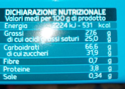 Wafer vaniglia nutrition facts table