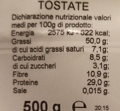 Fritta secca nutrition facts table