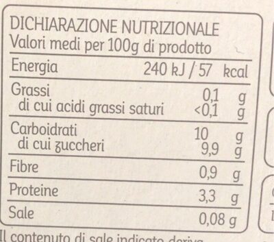 Yogurt magro prugna e cereali nutrition facts table