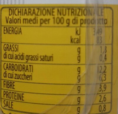 Mais dolce nutrition facts table