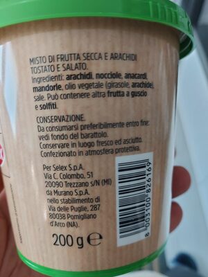 Misto tostato salato ingredients label