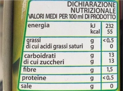 Vale Succo e Polpa di Pera nutrition facts table