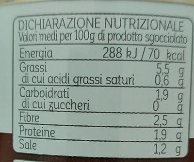 funghi misti nutrition facts table
