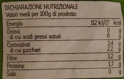 Fagiolini fini nutrition facts table