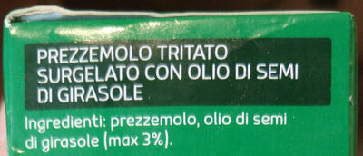 prezzemolo tritato surgelato ingredients label