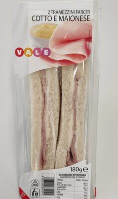 2 tramezzini farciti cotto e maionese