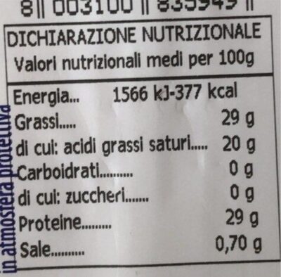 Formaggio Emmental bavarese nutrition facts table