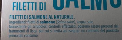 Filet de saumon ingredients label