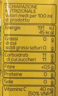 Succo ananas nutrition facts table