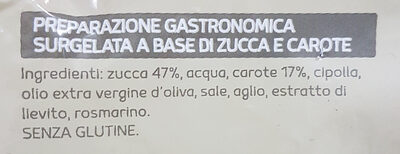 Vellutata di zucca e carote ingredients label