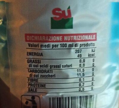 Arancia rossa nutrition facts table