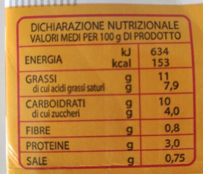 Besciamella nutrition facts table