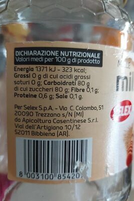 Miele millefiori nutrition facts table