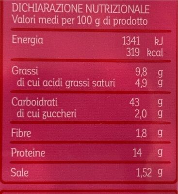 Tortellini freschi con Prosciutto Crudo nutrition facts table