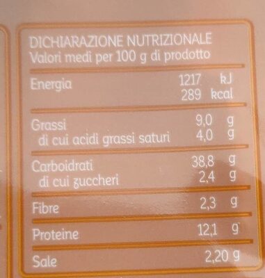 Ravioli freschi con funghi nutrition facts table