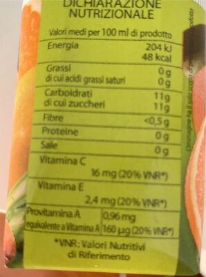 Succo ACE nutrition facts table