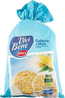 Vivi bene gallette di mais a basso contenuto front packaging