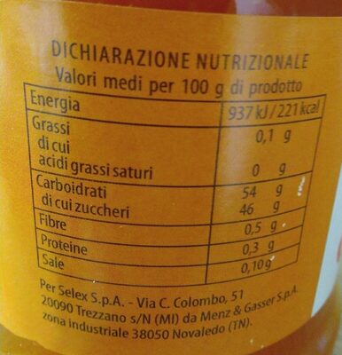 Confettura di albicocche nutrition facts table
