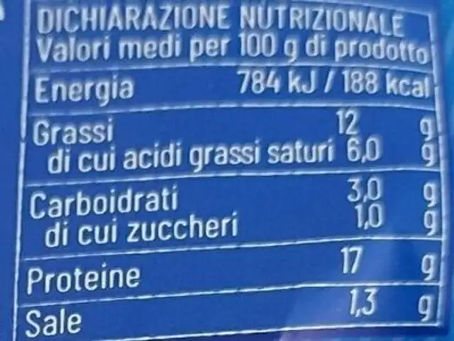 Hamburger di prosciutto cotto e mozzarella nutrition facts table