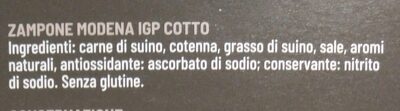 Zampone cotto ingredients label