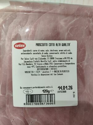 Prosciutto Cotto di alta qualità ingredients label