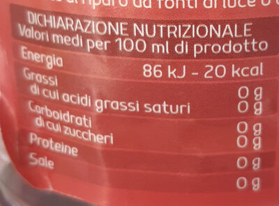 Aceto di vino rosso nutrition facts table