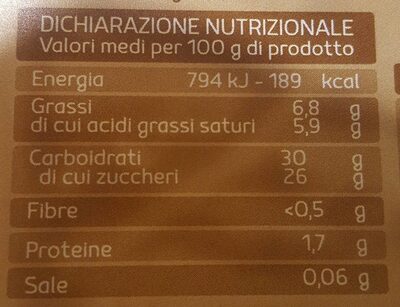 Gelato nocciolata, tiramisù, stracciatella, crema nutrition facts table