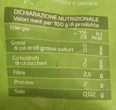 Spinaci surgelati nutrition facts table