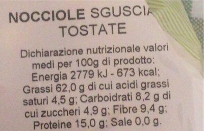 Nocciole sgusciate tostate nutrition facts table