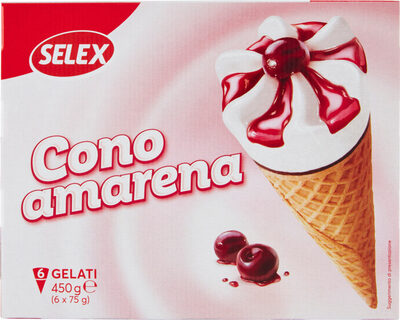 Coni di gelato vaniglia variegati all'amarena front packaging