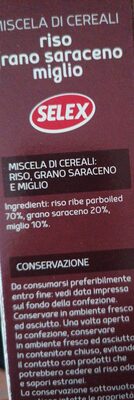 Riso grano saraceno miglio ingredients label