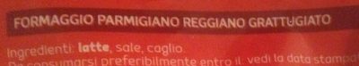 Parmigiano reggiano grattugiato d o p ingredients label