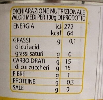 Ananas allo sciroppo nutrition facts table