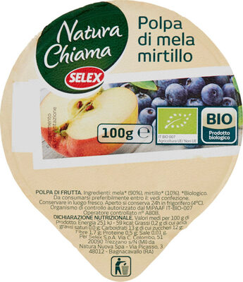 Natura chiama polpa di mela e mirtillo biologica