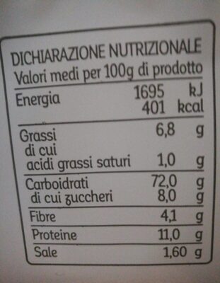 Fette biscottate dorate nutrition facts table