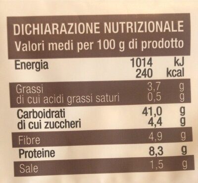 Pane per tramezzini integrale nutrition facts table
