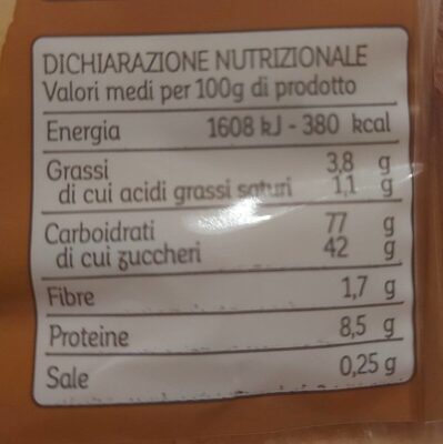 Savoiardi nutrition facts table