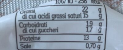 Crescenza nutrition facts table