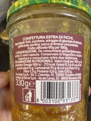 Confettura extra di fichi nutrition facts table