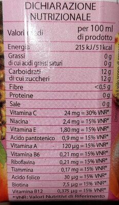 Tropical multivit nutrition facts table