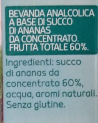 Bevanda ananas ingredients label