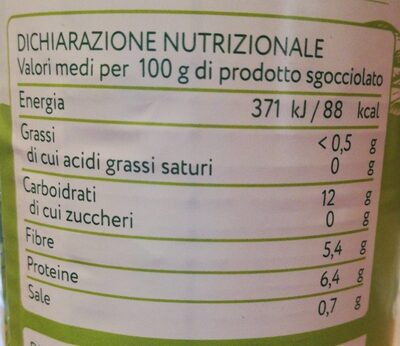 LENTICCHIE BIO nutrition facts table