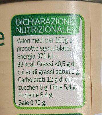 Natura chiama lenticchie lessate biologiche nutrition facts table