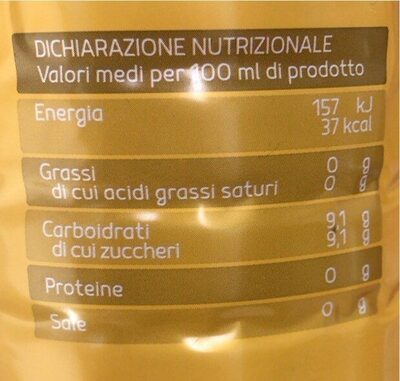 Tè al limone nutrition facts table