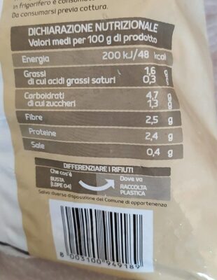 Vellutata di legumi nutrition facts table