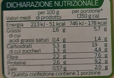 Vellutata broccolo e ceci biologica nutrition facts table